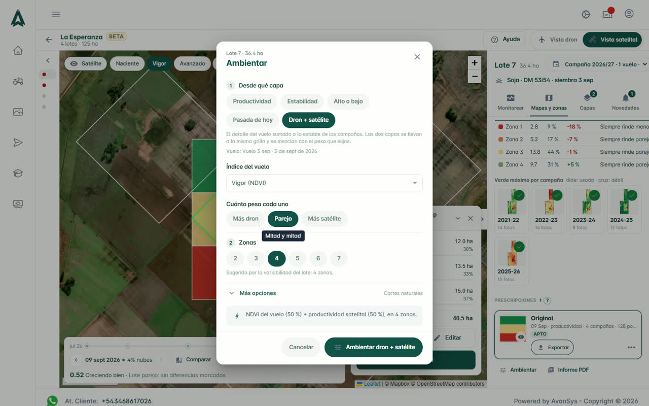 Ambientar dron + satélite